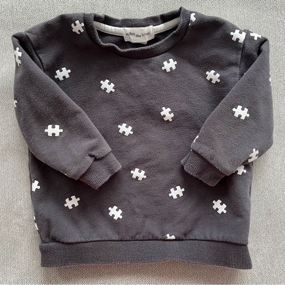 🆕 miles the label dark grey sweatshirt with puzzle piece print - Picture 3 of 7